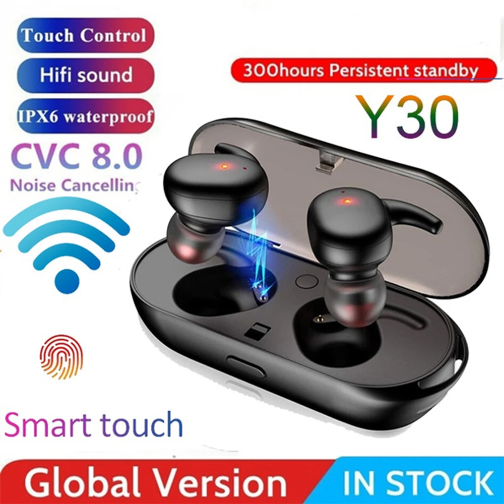 TWS Y30 Wireless Headphones Earphones Stereo Bass Headsets Sport Waterproof Earbuds In-ear Bluetooth-compatible Pk i7s i9s | Электроника