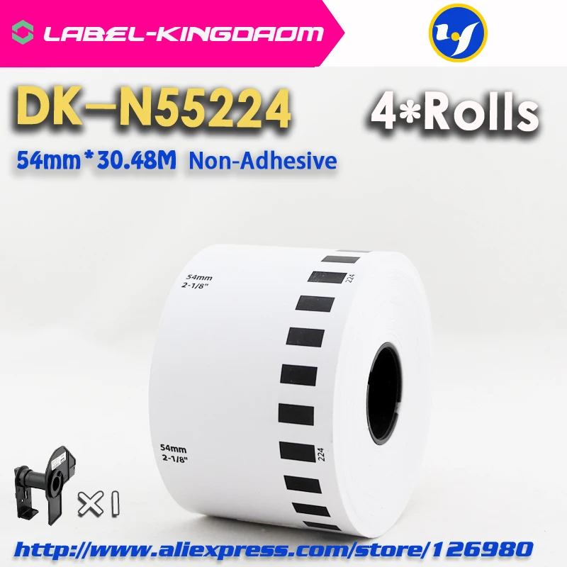 4 Refill рулона совместимый DK-N55224 этикетка не клейкая 54 мм* 30,48 м Непрерывная Совместимость для устройство для печатания этикеток