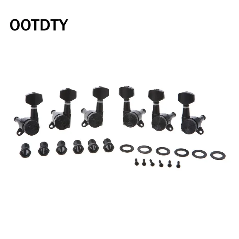 

OOTDTY Guitar Locking Tuners Tuning Pegs Machine Heads For Electric Acoustic 3L3R Black suit for guitar