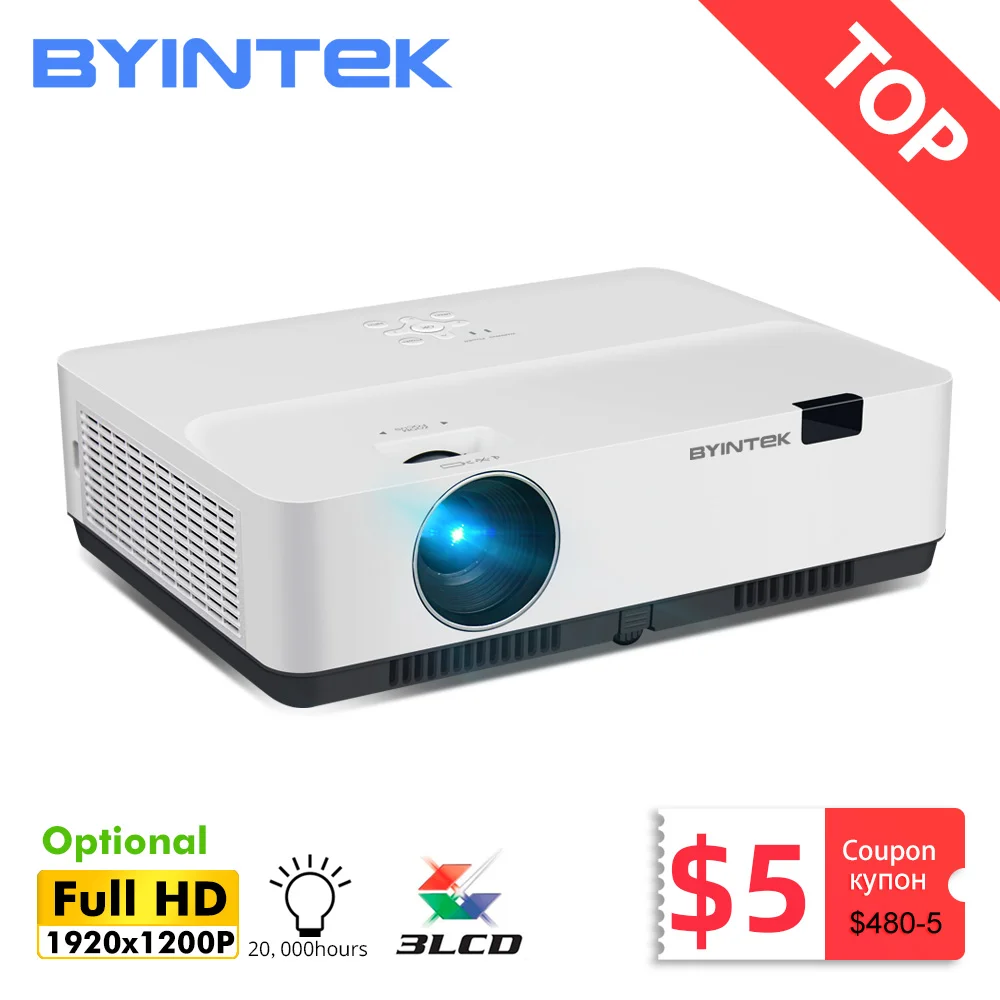 Смарт проектор BYINTEK K400 K500 K600 с Wi Fi Full HD 1080P 3LCD 300 дюймов для офиса и кинотеатра 4K 3D