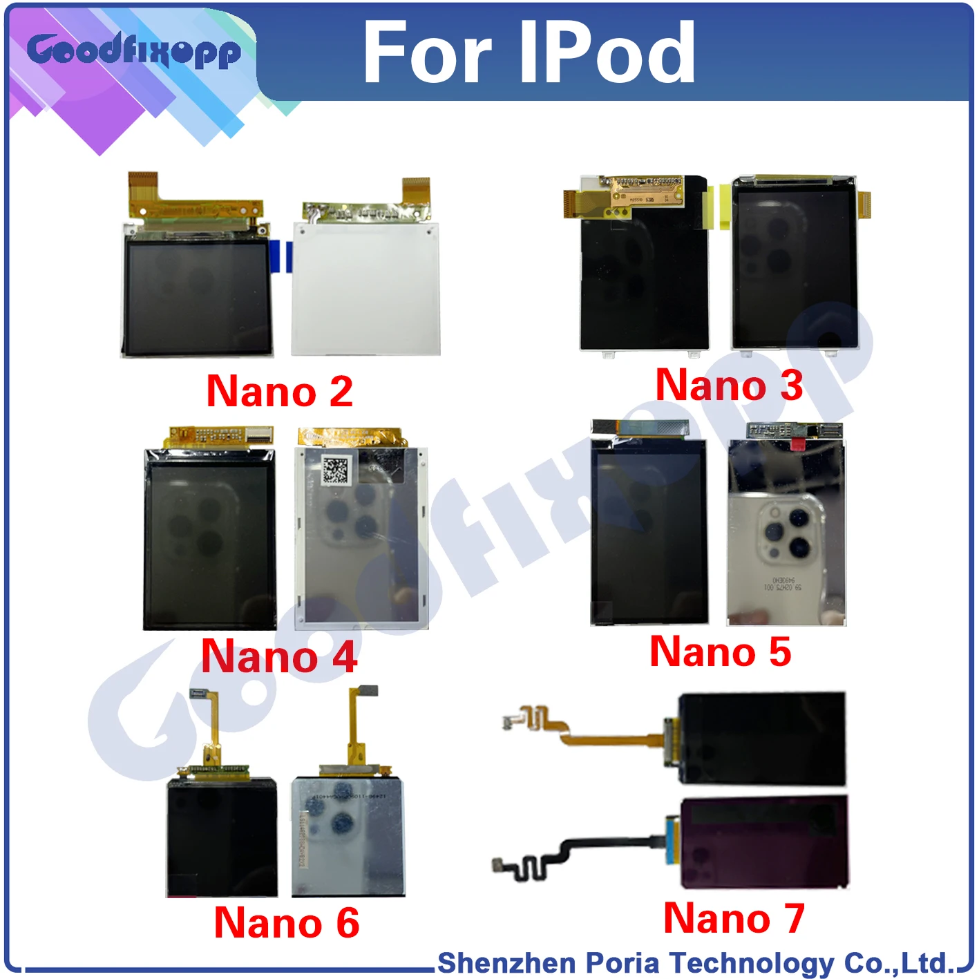 Per Ipod Nano 2 3 4 5 6 7 Display Lcd Sensore Digitizer Assembly Screen Per Ipod Nano 2Th 3Th 4Th 5Th 6Th 7Th Sostituzione