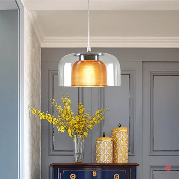 

Luxury Glass Hanging Lights Double Glass Two Layer Hanging Lamp Plated E27 Holder Lighting Fixture Home Shop Art Decoration