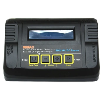 

680AC 80W 6A AC DC RC Battery Balance Charger Discharger for Toy 1-6S LiPo LiFe Lilon NiCd NiMH Battery Charging Power Black EU