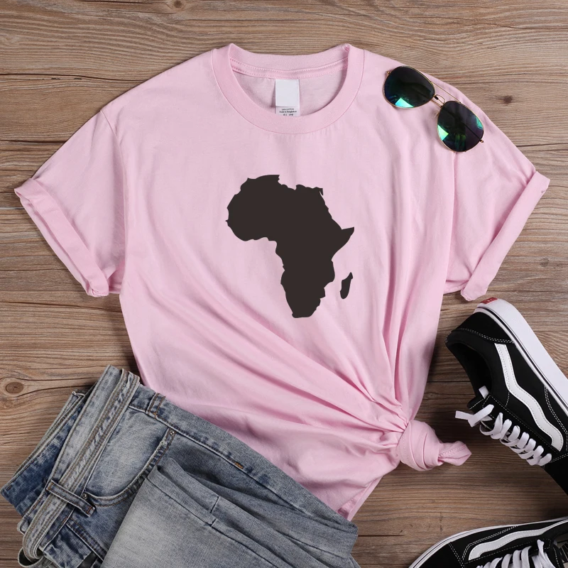 ONSEME Африка Карта графическая футболка меланин футболки для женщин уличная футболки Harajuku Feminist футболки черная Культура Футболка - Цвет: Pink