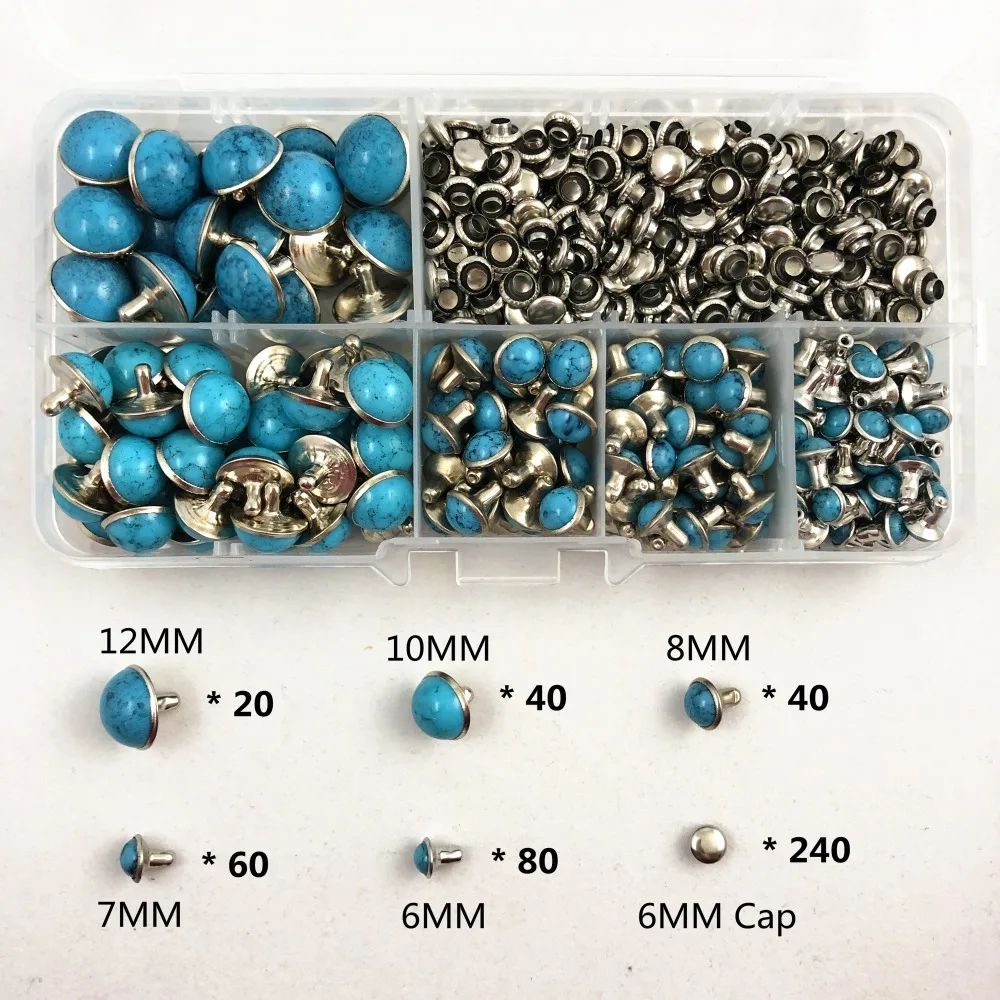 YORANYO 240 комплекты синие бирюзовые быстрые заклепки серебристого цвета металлические шпильки подходят для сумки обувь браслет Tandy кожа