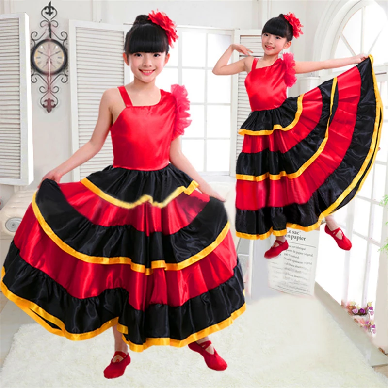 Фламенко платье испанская традиционная юбка в стиле фламенко цыганский стиль принцесса девушки танец живота костюмы больших размеров Пышная юбка платье
