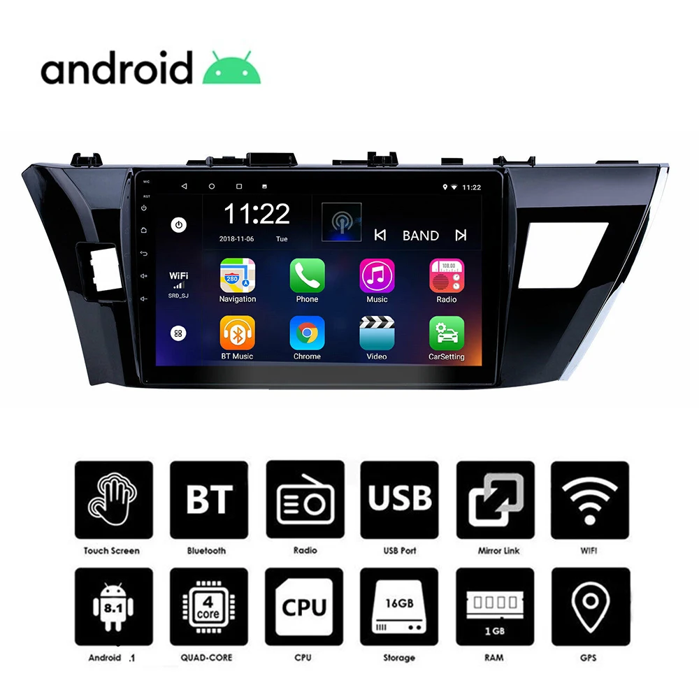 Автомагнитола 10 1 дюйма 2din Android 9 для Toyota Corolla 2013 2014 2015 мультимедиа MP5 плеер GPS