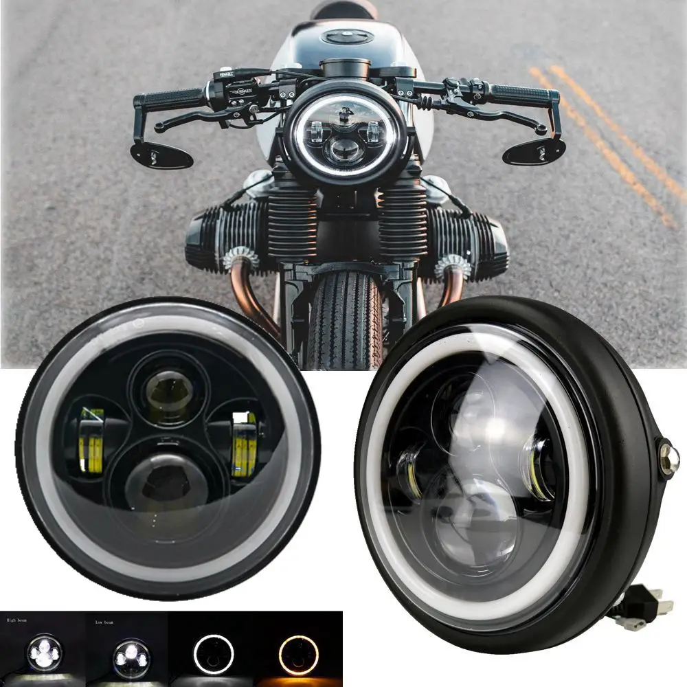 DYNAFIT 7in Round LED Motorcycle Headlight Lamp Housing Cover Fit For Harley Dyna 7Inch 