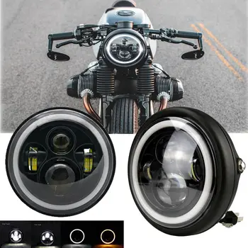 

7inch Round LED Headlights Halo Ring Angel Eyes Motorcycle Headlamp 7" Headlight Housing Motorcycle Mounting brackets