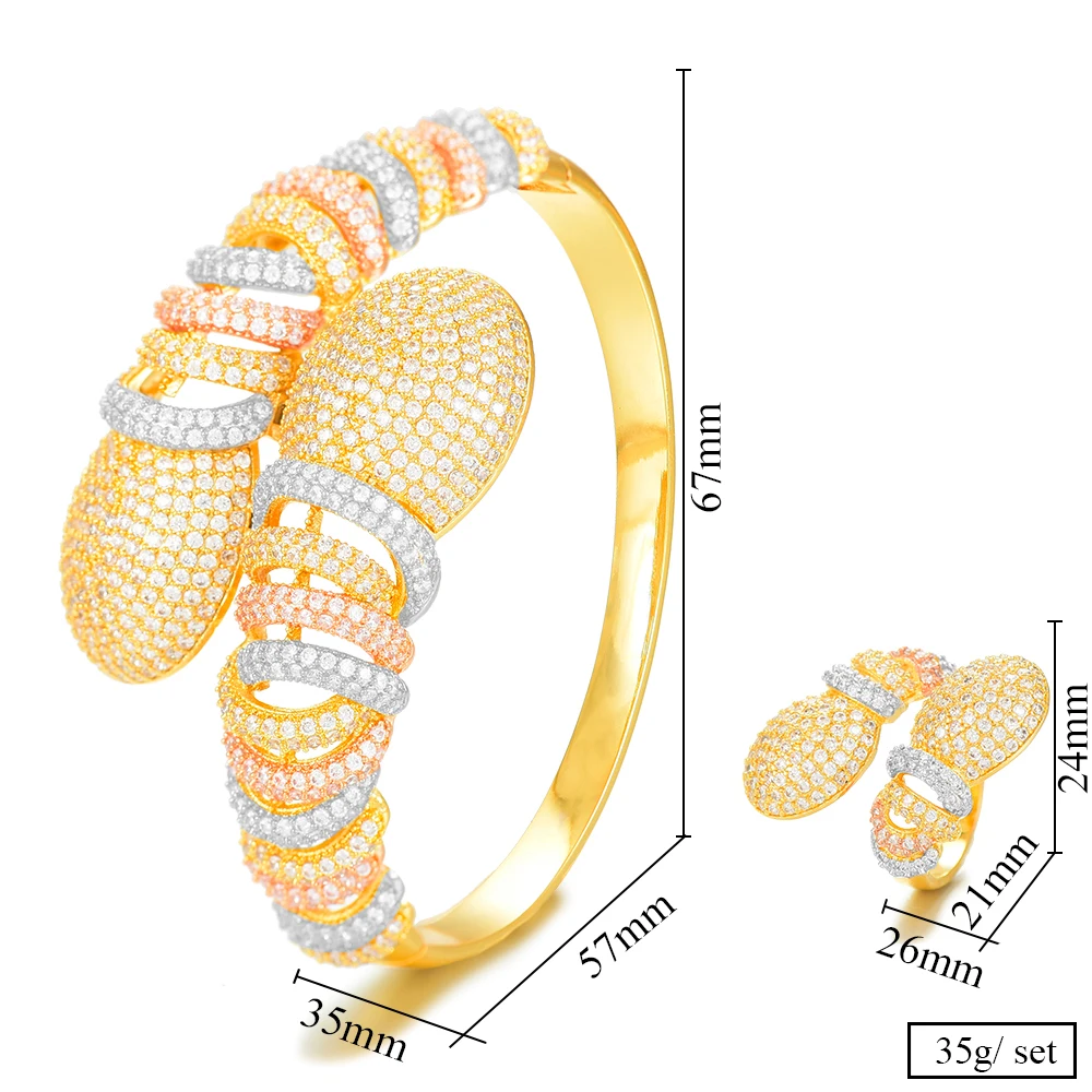 GODKI Luxury 2 PCS Bangle Ring Set for Women Wedding Cubic Zirconia Choker Necklace Earring Dubai Jewelry Set Jewellery Addict