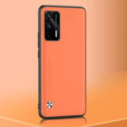 Premium Luxury Leather Phone Case Cover for Vivo X60 Pro Plus (Orange)