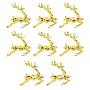 

8Pcs Deer Christmas Party Wedding Napkin Rings Gold Elk Napkin Buckle Dinning Table Setting Decor