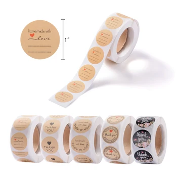 

500pcs/lot Cute Flower Thank You Round Sticker Adhesive Seal Labes Mutifunction DIY Decorative Gifts Package Labels for Baking