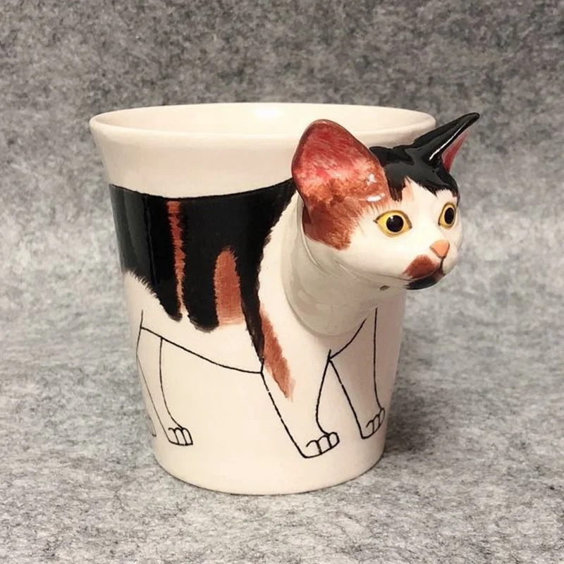 Thai cat ceramic mug female lovely couple creative personality hand painted cup male gift | Дом и сад