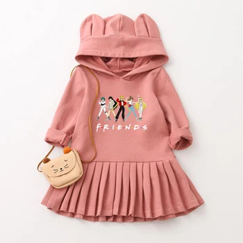 

Fashion Sailor Moon Friends Kids Girls Dress Autumn Children's Wear Rabbit Ears Cap Long Sleeves Pleats Style Girl Hoodie Dress