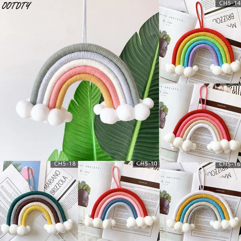

5 Layers Rainbow Handmade Weaving Ornament Nordic Fresh Simple Hanging Toys Colorful Woven Tassel Home Kid Baby Room Wall Decor