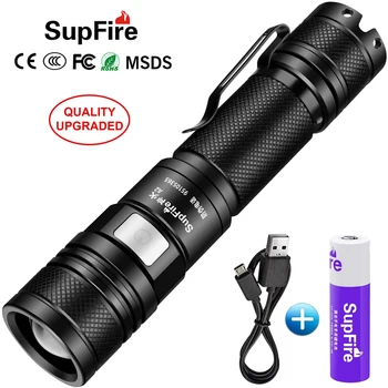 

Supfire A2 Zoomable Tactical LED Flashlight 950 Lumens Super Bright Water-Proof Camping USB Rechargeabl Portable Torch