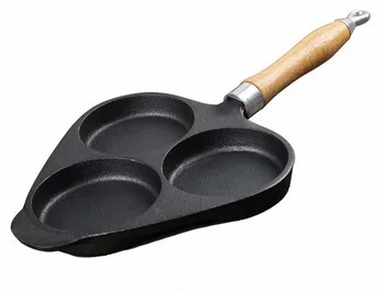

Non-stick pan cast iron omelette pan three-hole egg hamburger pan uncoated 2kg parcel mail 3