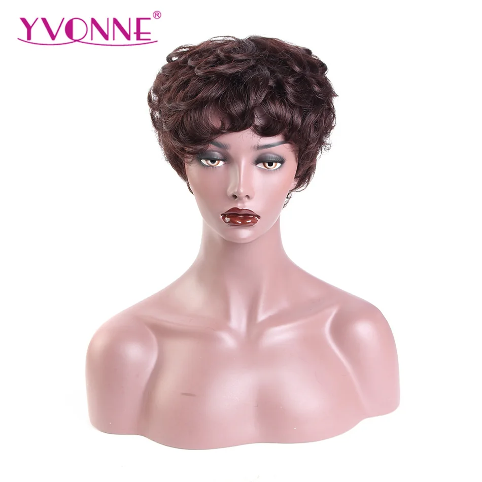 YVONNE короткие парики Pixie Cut для женщин волнистые человеческие волосы парик