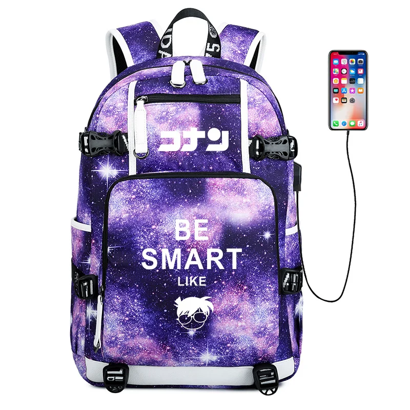Чехол с закрытым рисунком детектива Конана, рюкзак с аниме USB, Mochila Feminina, школьные сумки для ноутбука, рюкзаки для подростков - Цвет: 4