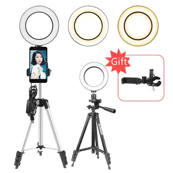 

6IN LED Light Ring Photography Ring Lamp With Tripod Stand For Camera Makeup Youtube VK Tik Tok Video Dimmable Lighting 401#2