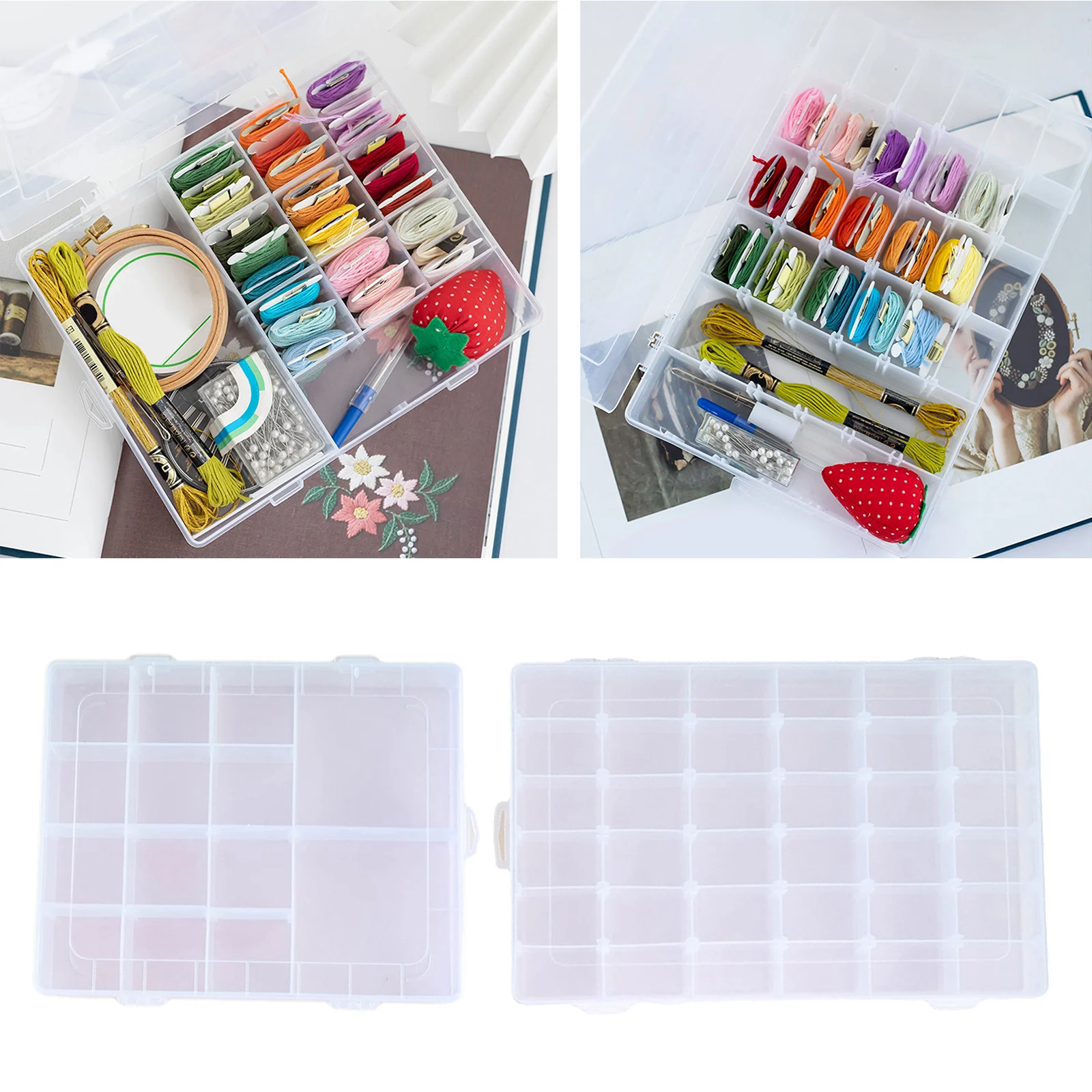 Transparent Plastic Embroidery Floss Storage Box Floss Bobbins Beads  Storage Organizer DIY Cross Stitch Sewing Tools