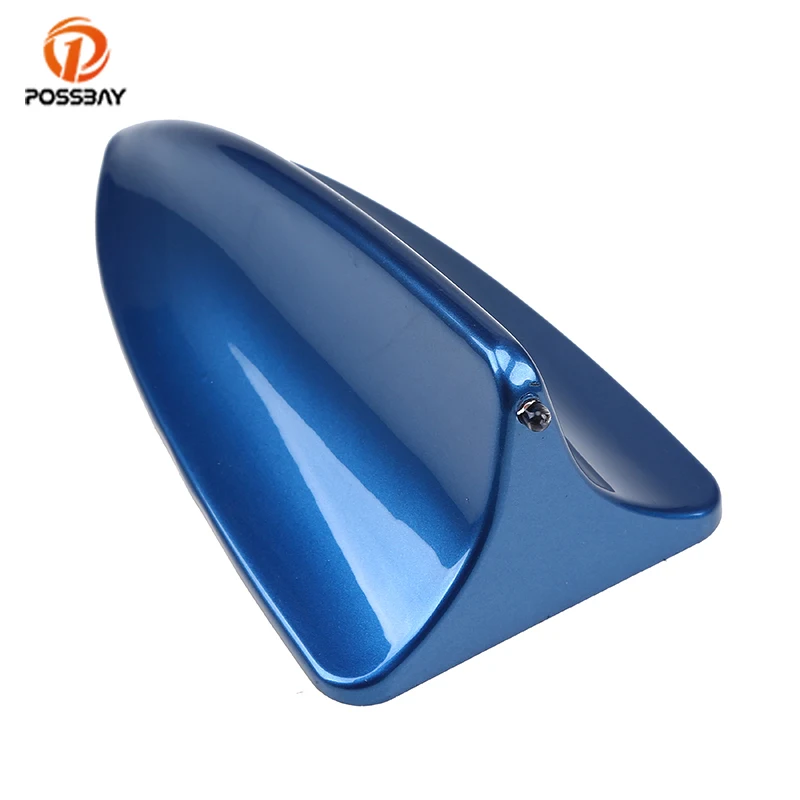 POSSABY Universal ABS Car Antenna Shark Fin Antennas Blue Automobile Roof Aerial Decoration for Mercedes-Benz/Volkswagen Ford photo