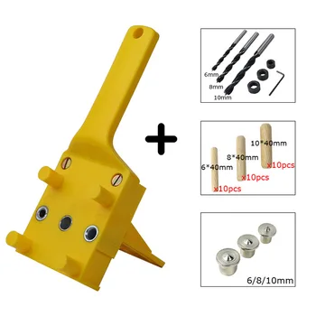 

41pcs/set Handheld Woodworking Dowel Jig Guide For 6 8 10mm Straight Hole 3 Pins Doweling Jig Drill Locator