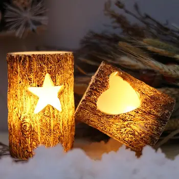 

1pc Electronic Candle Holder Candlestick Desktop Adornment Crafts without Battery for Home Restaurant (Star Style)