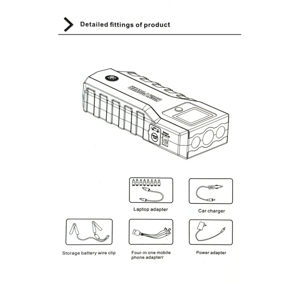 12 В 82800 мАч двойной USB выход автомобиля скачок стартер портативное автомобильное зарядное устройство аварийное пусковое устройство с вспышкой батарея питания