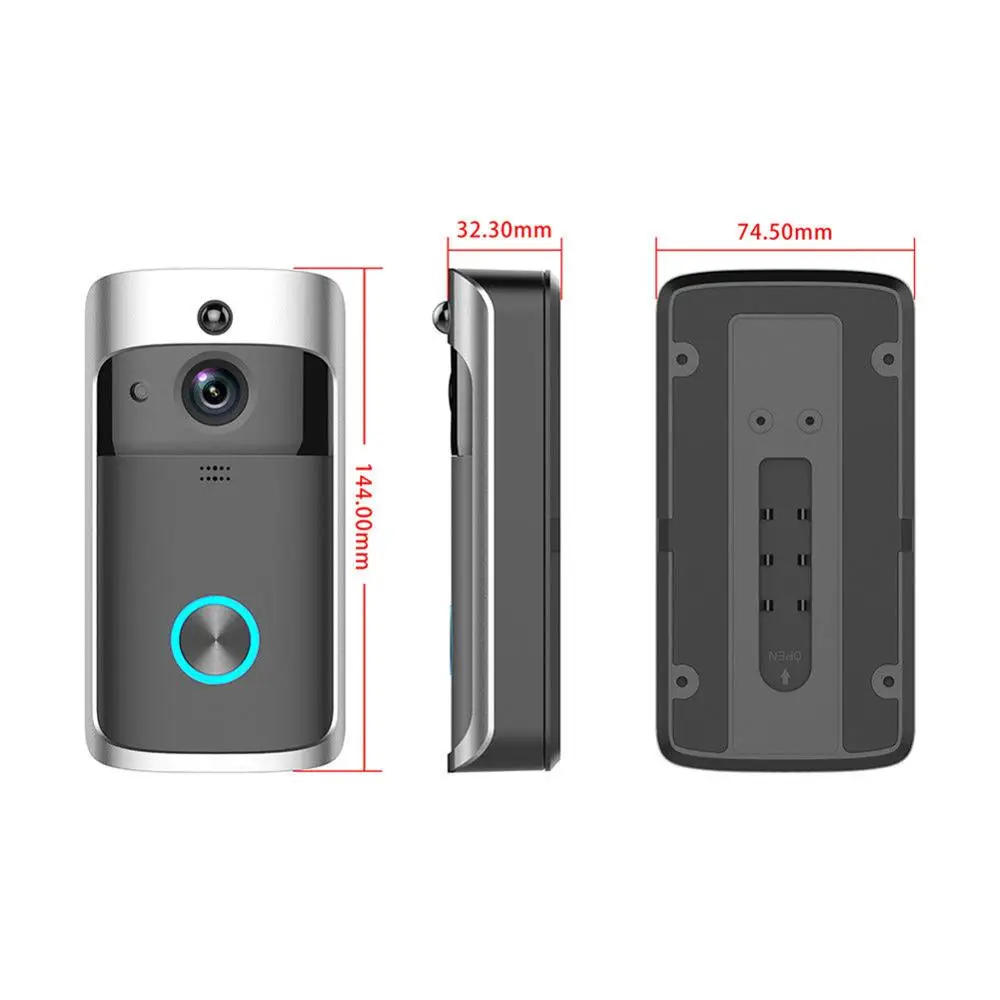 Black no Battery Умный WiFi дверной звонок HD 720P визуальный домофон Запись видео 120 градусов глазок удаленный домашний мониторинг ночное видение - Цвет: Black no Battery