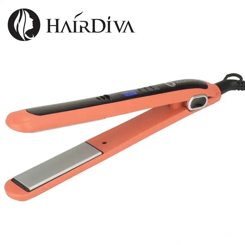HairDiva плоский утюг Nano Silk Профессиональный Выпрямитель для волос Plancha De Pelo коралловый красный тканый Керамический выпрямитель для волос