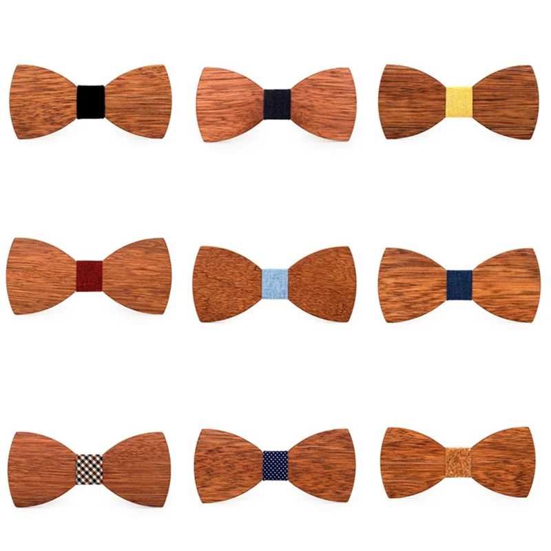 Wood Bow Tie Mens Wooden Bow Ties Party Business Butterfly Cravat Party Ties For Men Wood Ties Women Kids