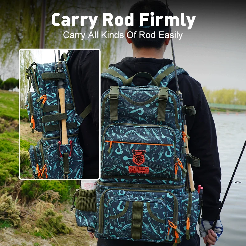 Fishing Tackle Backpack Waterproof Heavy Duty Fishing Bag with