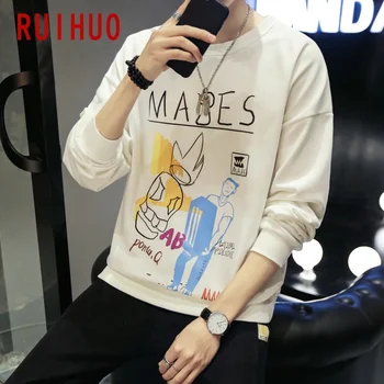 

RUIHUO 2020 New Hand-painted Casual Sweatshirt Men Hip Hop Fashion Pullover Men Sweatshirts Streetwear Harajuku Brand Tops M-3XL