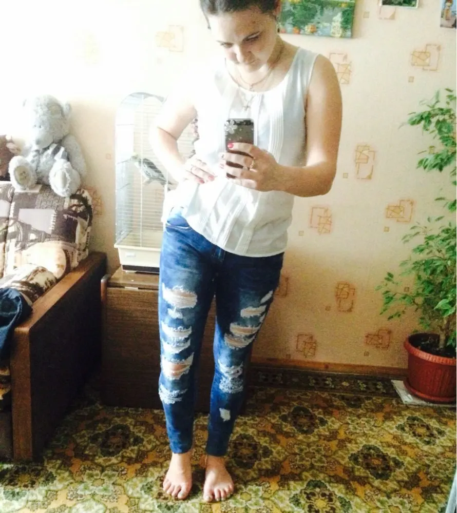 AliExpress EBay Европа и Америка бутик стрейч хлопок с дырками бойфренд карандаш узкие джинсы