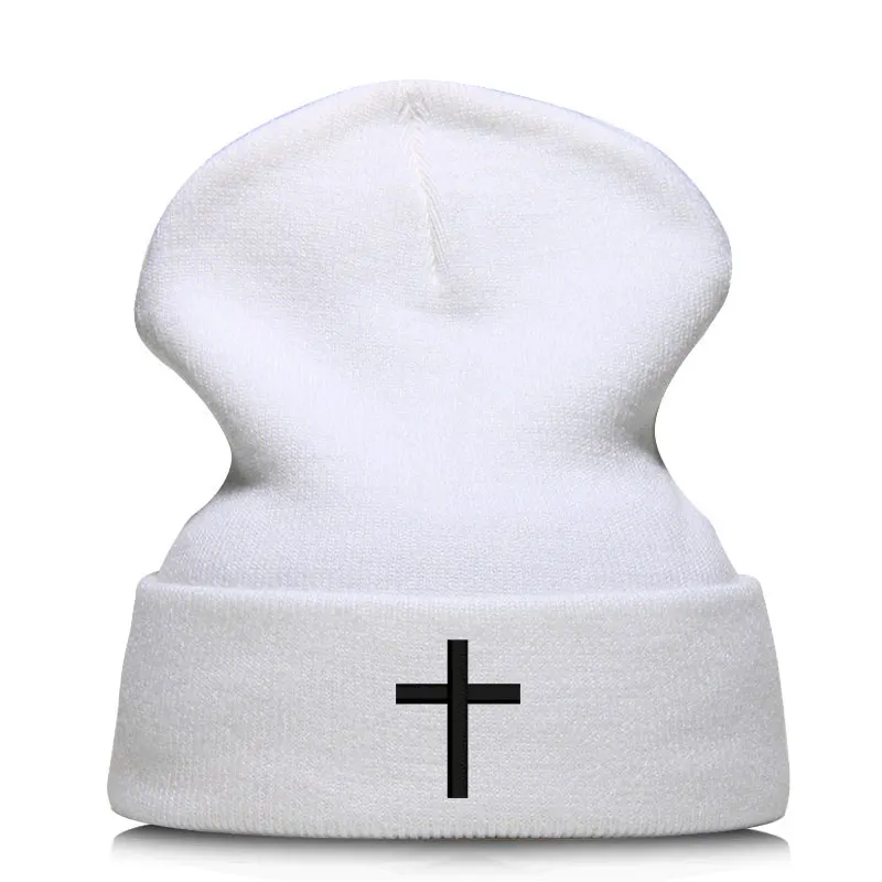 Beanie шляпа Skullie Кепки смутная зима теплая Вышивка крестом в стиле панк Для мужчин Для женщин для маленьких мальчиков Одежда для девочек-подростков для уличных танцев шляпа дропшиппинг - Цвет: White
