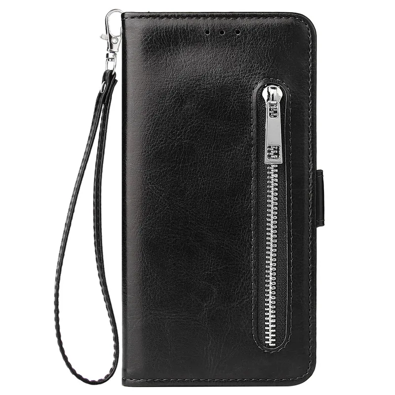 Zipper Wallet Case For Samsung Galaxy S10 S10E S8 S9 Plus Note 10 9 8 Plus Pro Cover For S10 5G A50 A70 A40 A30 A20 A10 M10 Case - Цвет: Black