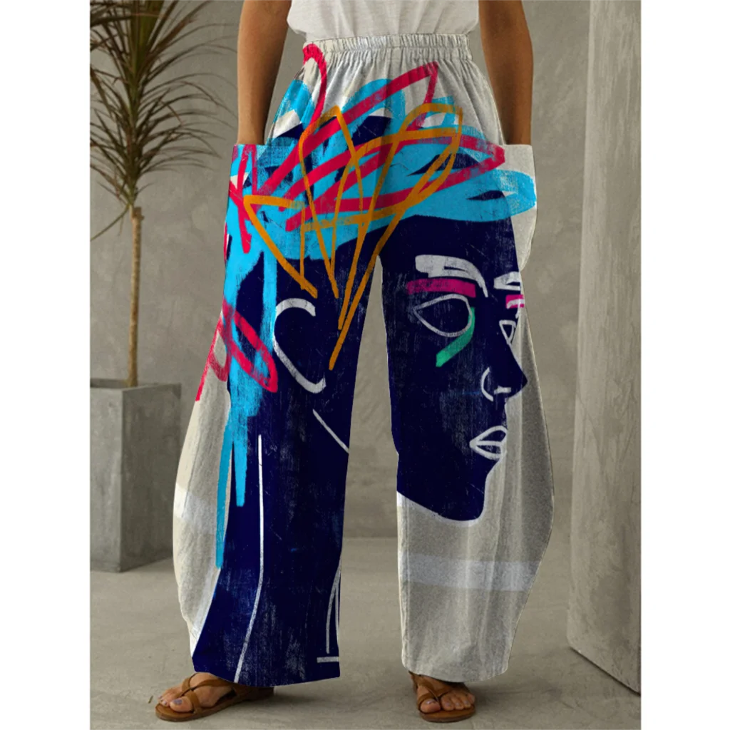

European American Style Pant Loose Long Trousers Baggy Pantalon Women Elastic Waist Retro Lantern Pants Oversized Girls Pants