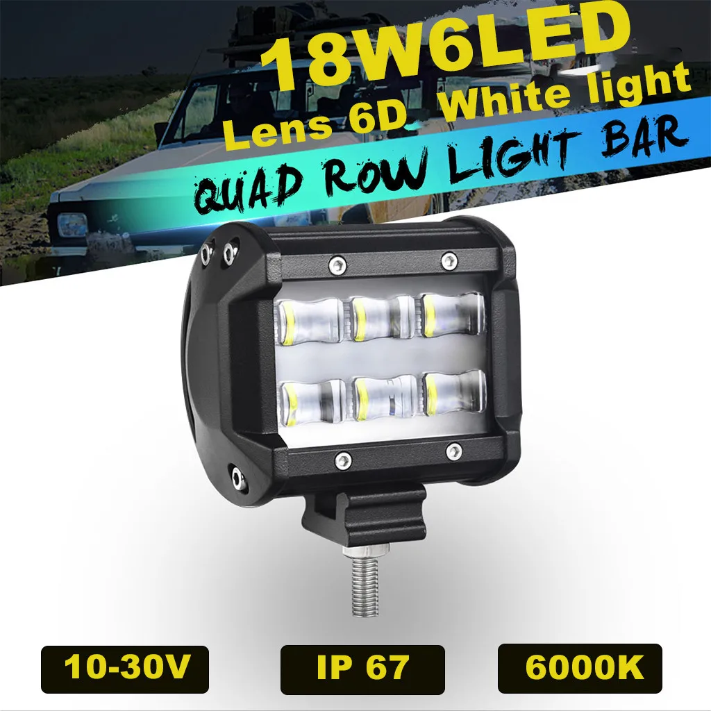 

LED Light Bar LC-Triple 18W6Led Lens 6D White Light 6000K LED Lamp For Cars IP68 Waterproof For 9-32V Car For Truck Tractor Boat