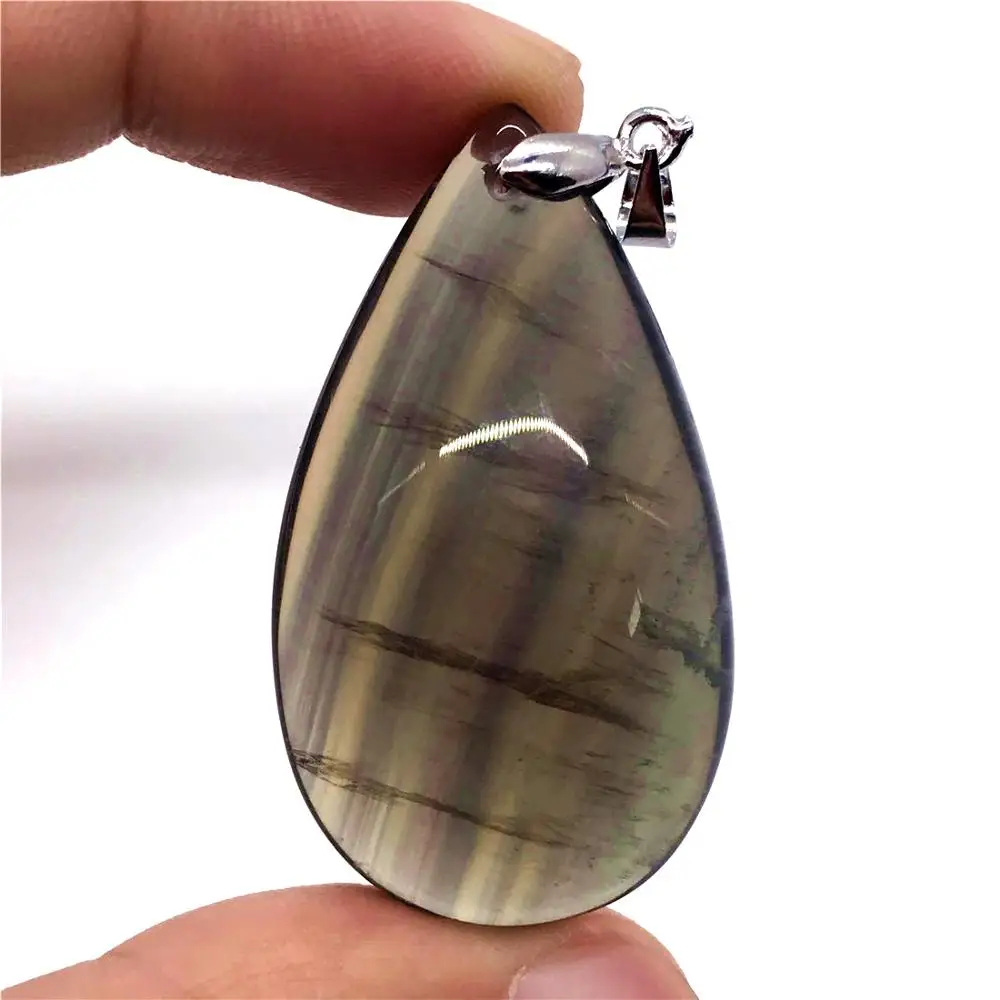 

100% Natural Colorful Fluorite Necklace Pendant For Woman Man Crystal 46x29x17mm Water Drop Beads Rainbow Gemstone Jewelry AAAAA