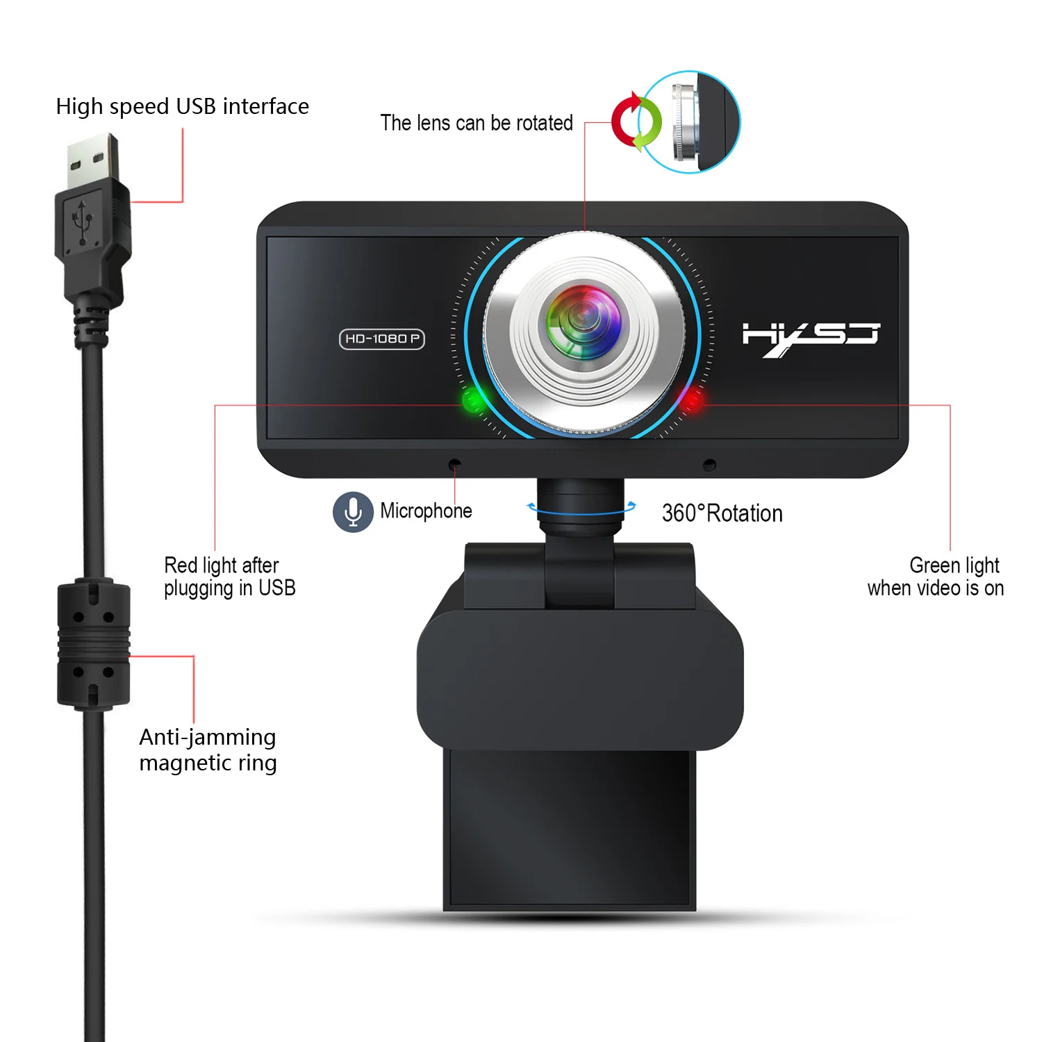 Оригинальная usb веб-камера 1080P с ручным фокусом, Компьютерная камера с поворотом на 360 градусов, видеокамера S4