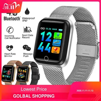 

2019 smart sport watch women men heart rate blood pressure monitor Fitness Tracker pedometer bracelet Stainless Steel Milanese