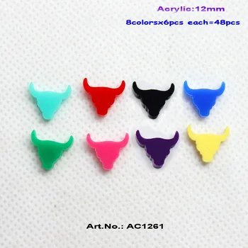 

(6pcs each) 12mm Acrylic Bull Skull Earring (NO Stud) Supplies Assorted Colors Laser Cut 0.48"-AC1261