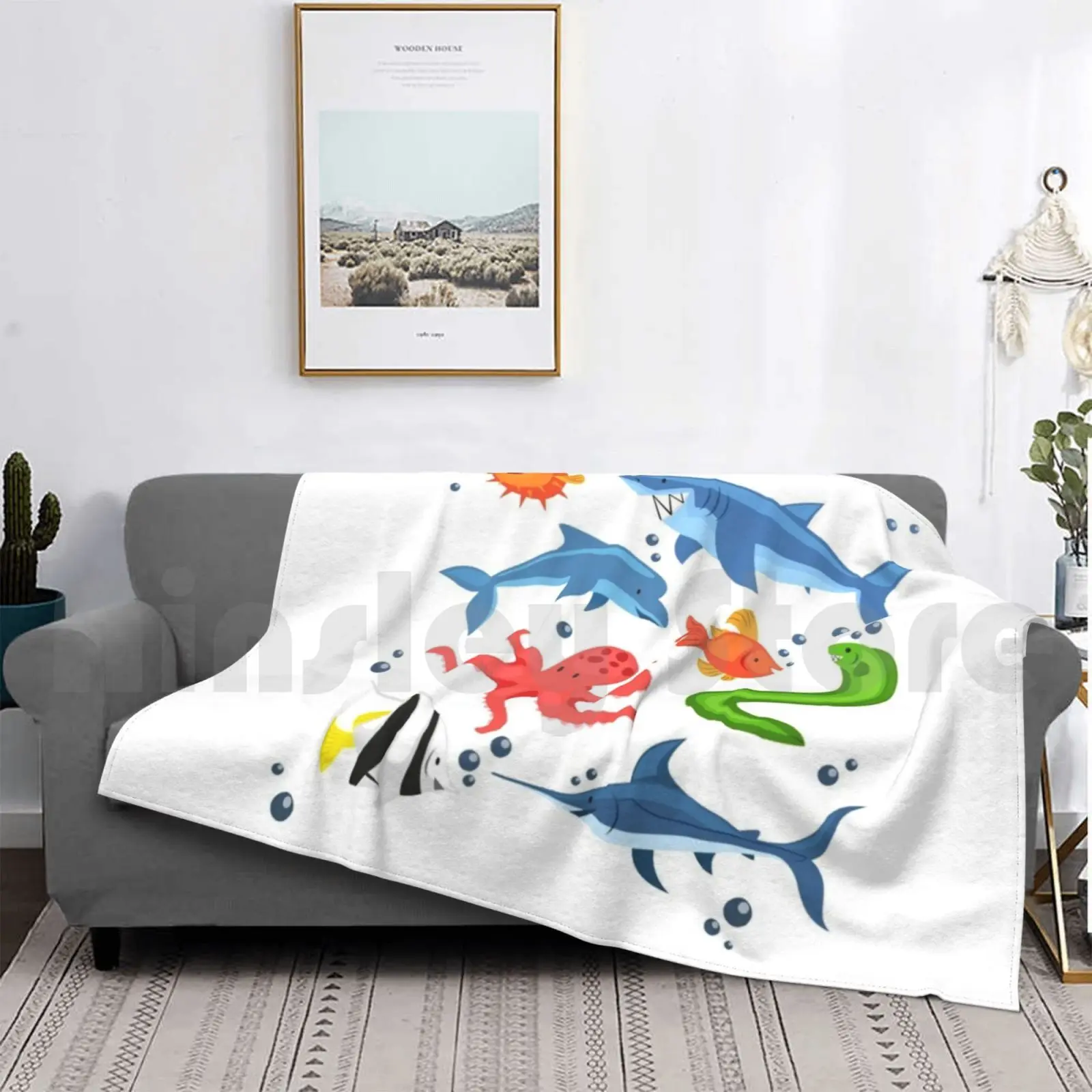 Sea World Coperta Moda Personalizzata Johndsmith Sea Life Ocean Life School Pesce Mare Animali Squalo Pesce Ell