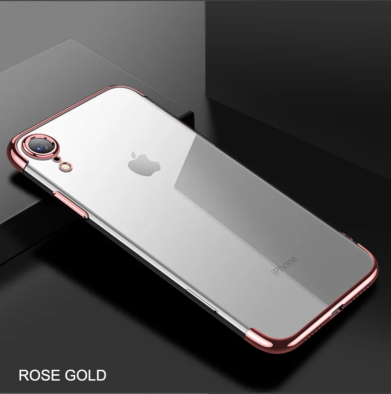RoseGold Мягкий ТПУ чехол для iPhone X 11 pro чехол для iPhone 6S 6 8 7 Plus XR XS Max Анти-Царапины гальванический защитный чехол для телефона - Цвет: RoseGold