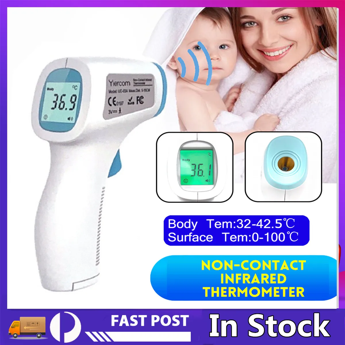 

In Stock Digital Thermometer Infrared Baby Adult Forehead Non-contact Infrared Thermometer LCD Backlight Termometro Infravermelh