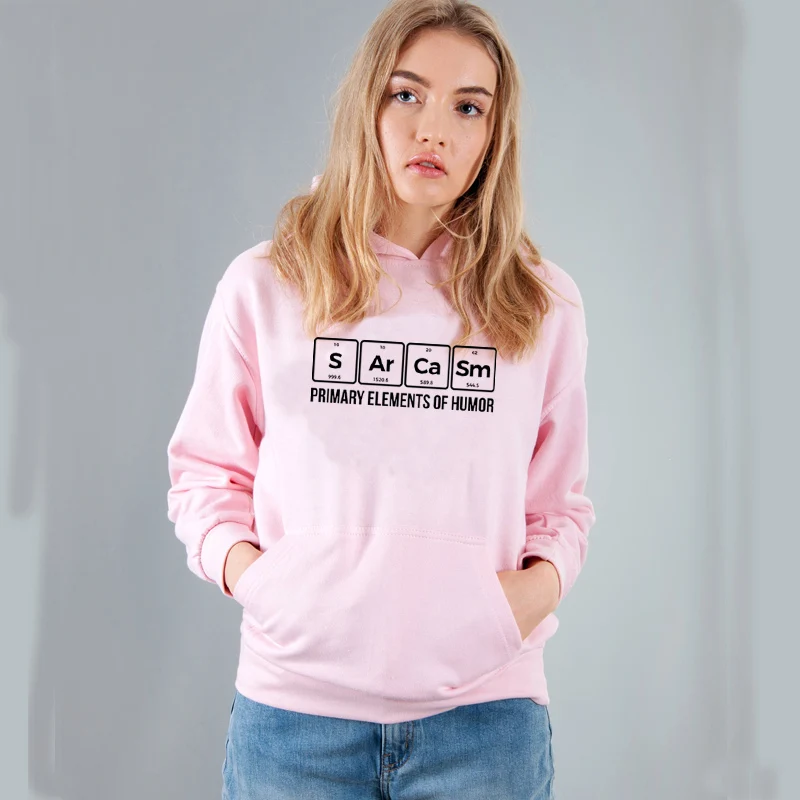 Primary Elements of Humor Women Hoodies Sarcasm Chemistry Funny Girl Pullover Streetwear Hipster Long Sleeve Outwear Drop Ship