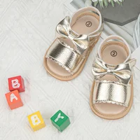 KIDSUN 2021 Summer New Arrival Baby Sandals Infant Girl Princess Cute Bow-knot Leather Rubber Sole Flat Toddler First Walkers 3