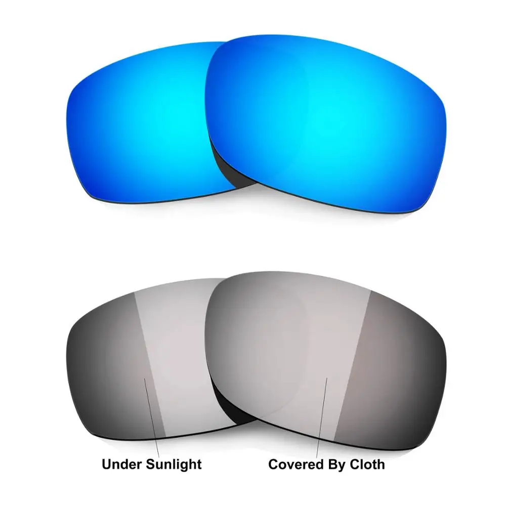 

HKUCO For Fives-Squared Sunglasses Replacement Polarized Lenses 2 Pairs - Blue&Transition/Photochromic